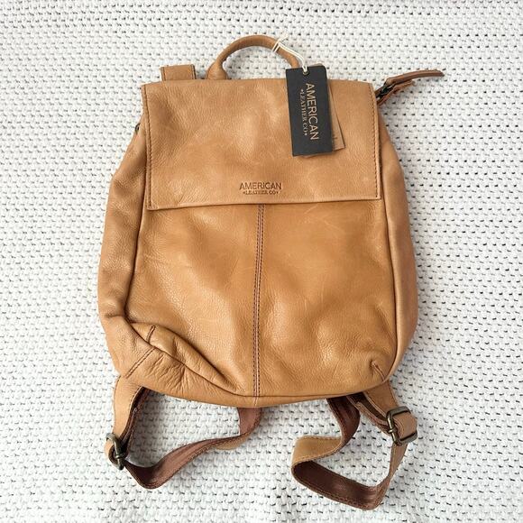 American Leather Co Handbags - AMERICAN LEATHER CO. New Genuine Leather Liberty Backpack Cafe Latte NWT ALC1045